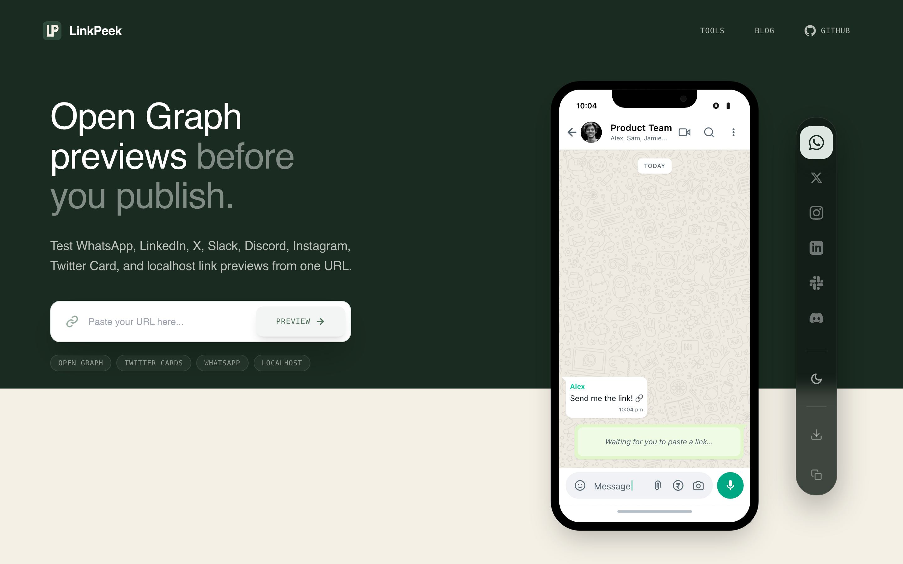 Open Graph previews before you publish