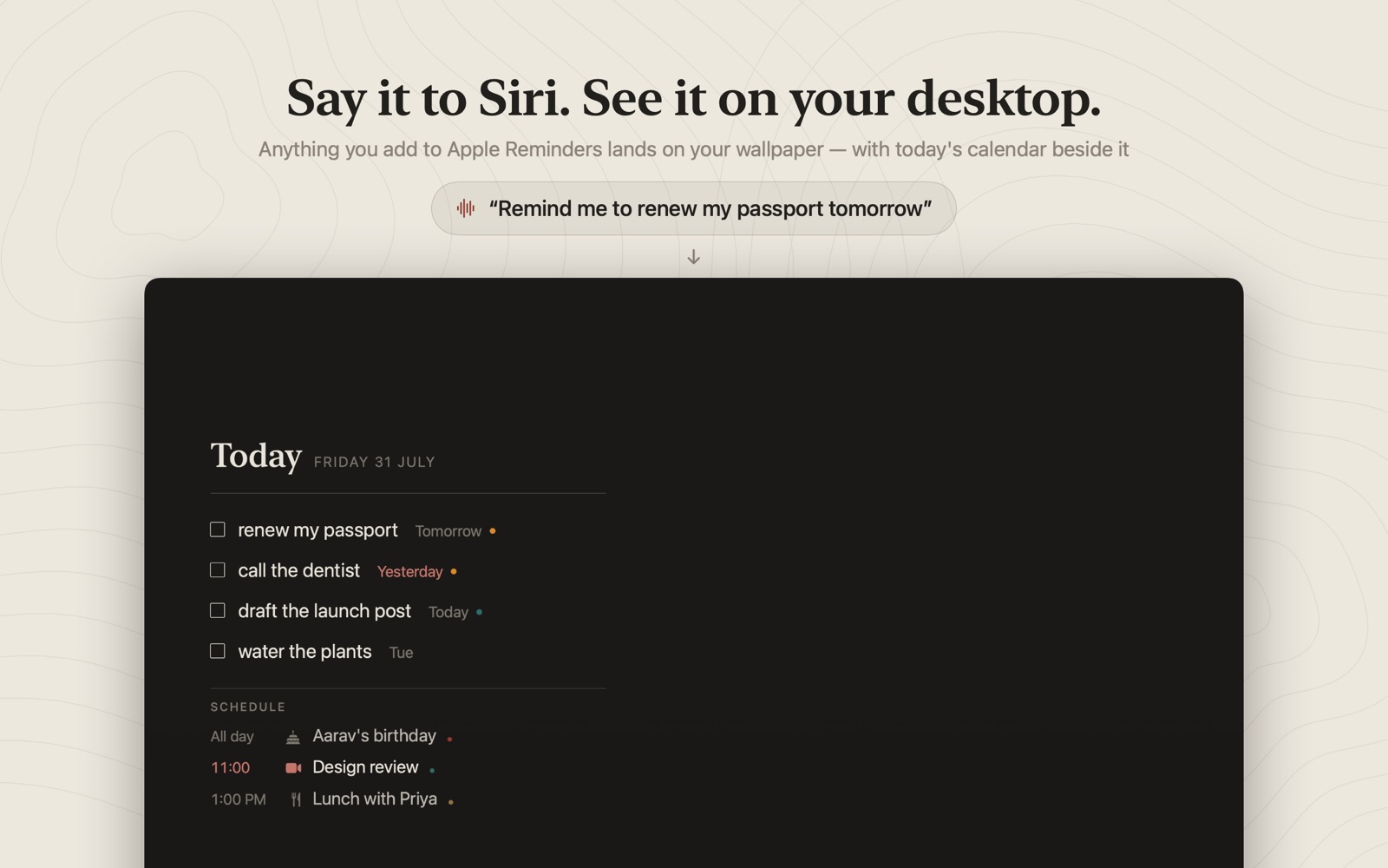 Say it to Siri, see it on your desktop