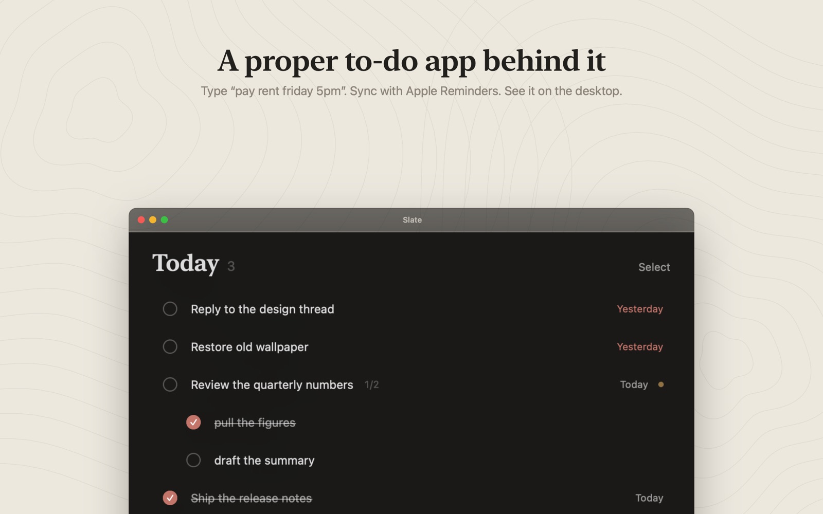 A proper to-do app behind it